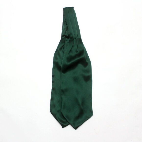 Silk Men's Cravat Ascot Gift Box A196 Emerald green - Picture 2 of 10